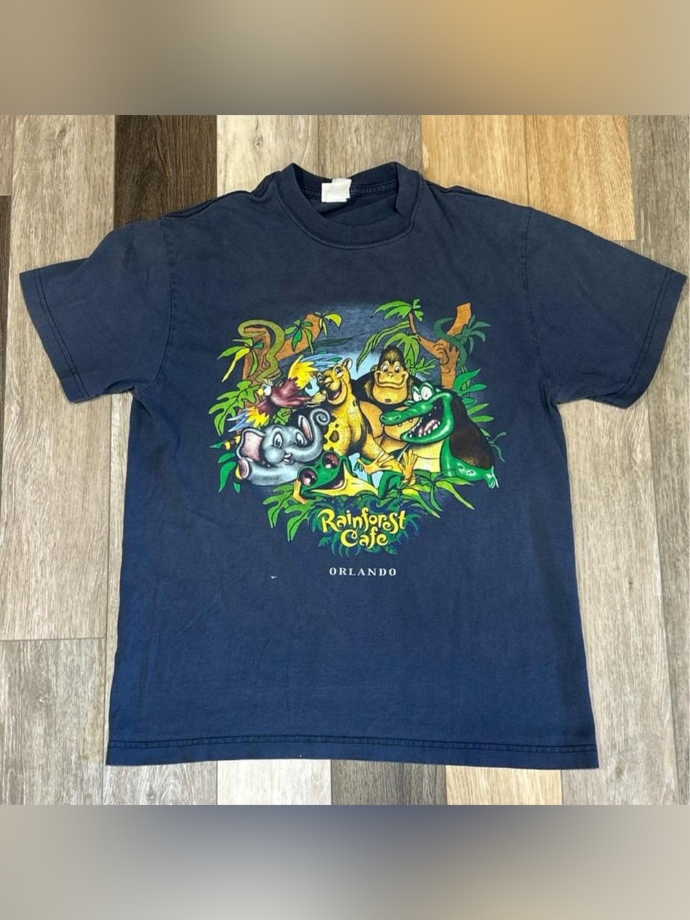 RAINFOREST Navy Kids Short Sleeve Tee with Colorful Jungle Graphic